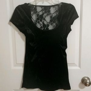 Black velvet lace back goth top